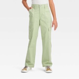 New With Tags Art Class Girls' Twill Cargo Pants. Size XL 14. Light green.